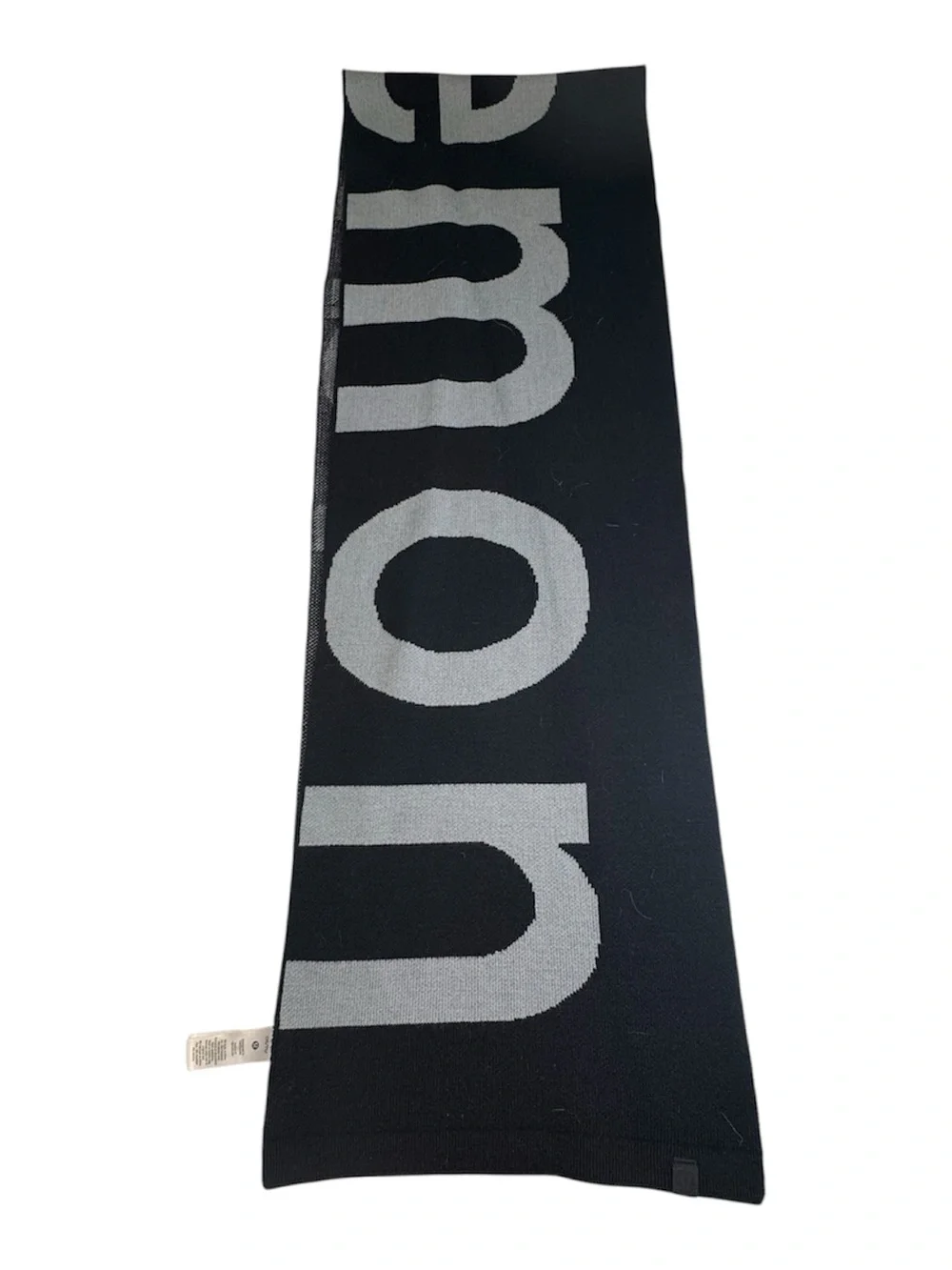 Lululemon Athletica Wool-Blend Knit Logo Scarf Black/Rhino Grey Unisex One Size